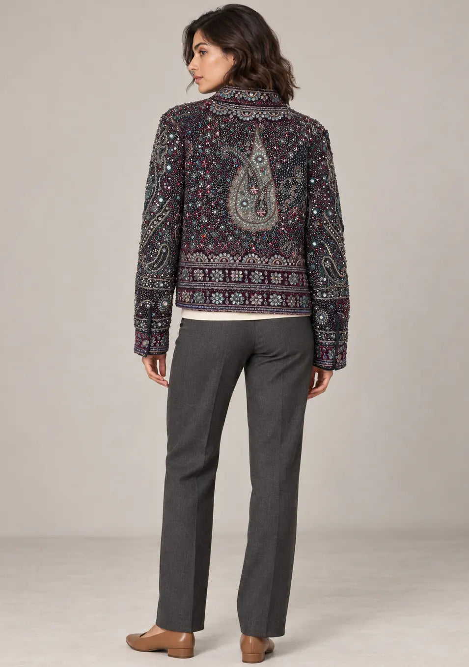 Women’s Jacket with Heavy Hand Embroidery & Beadwork -Silpi