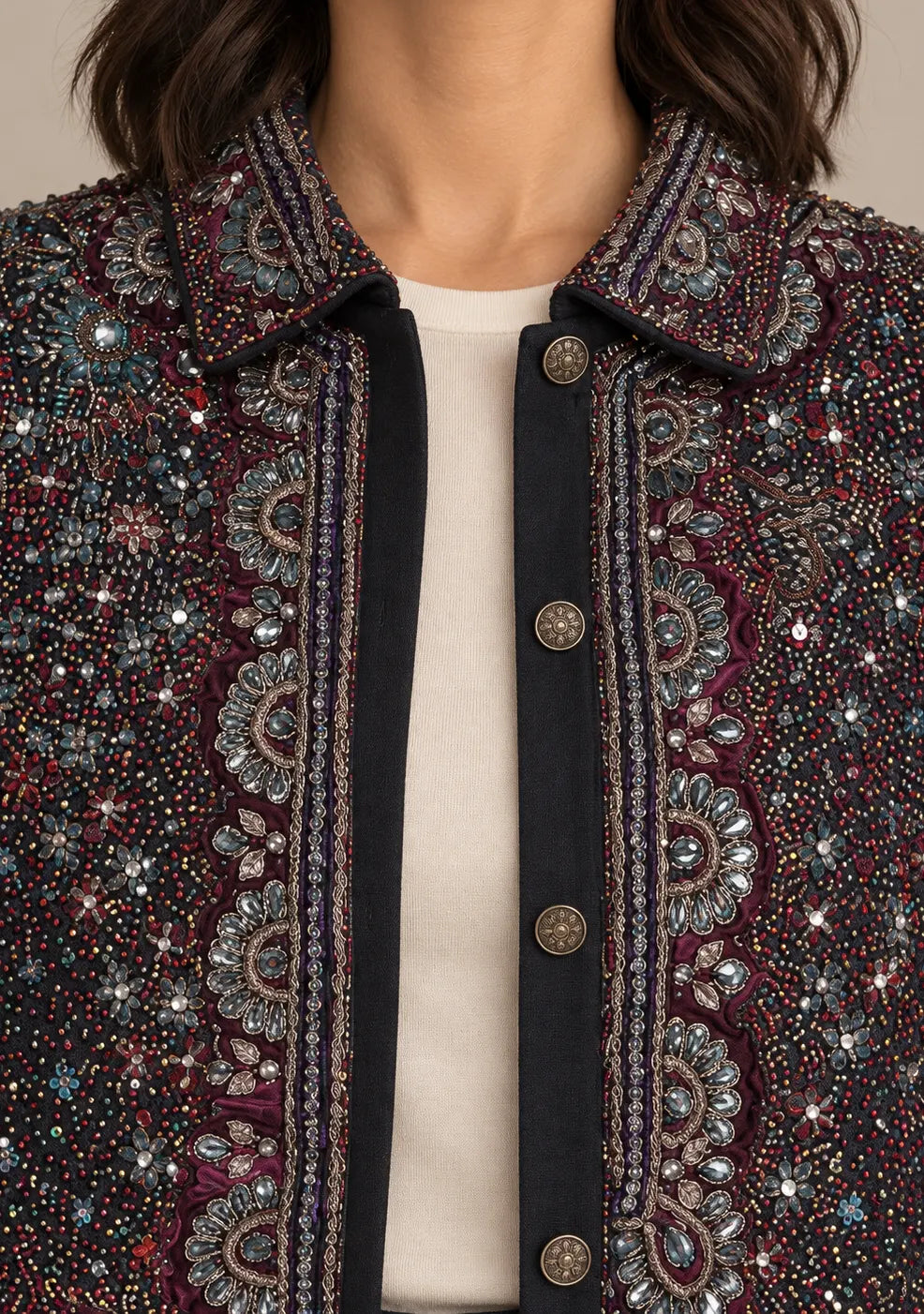 Women’s Jacket with Heavy Hand Embroidery & Beadwork -Silpi