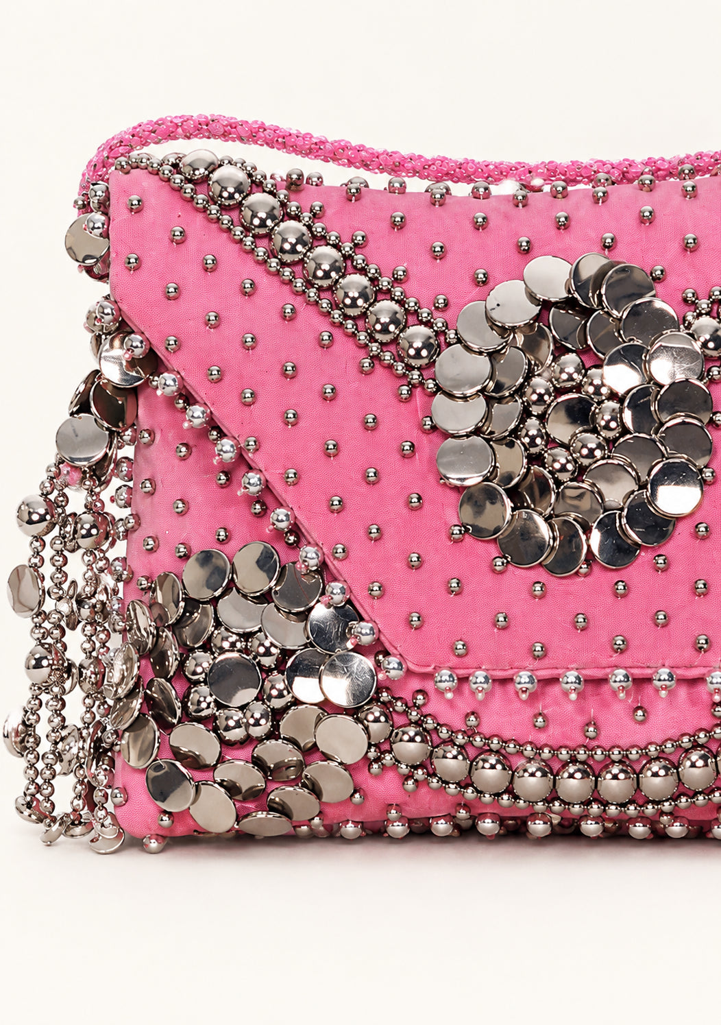 ibBan Hand-Embroidered Pink Wallet with Beadwork - Layra