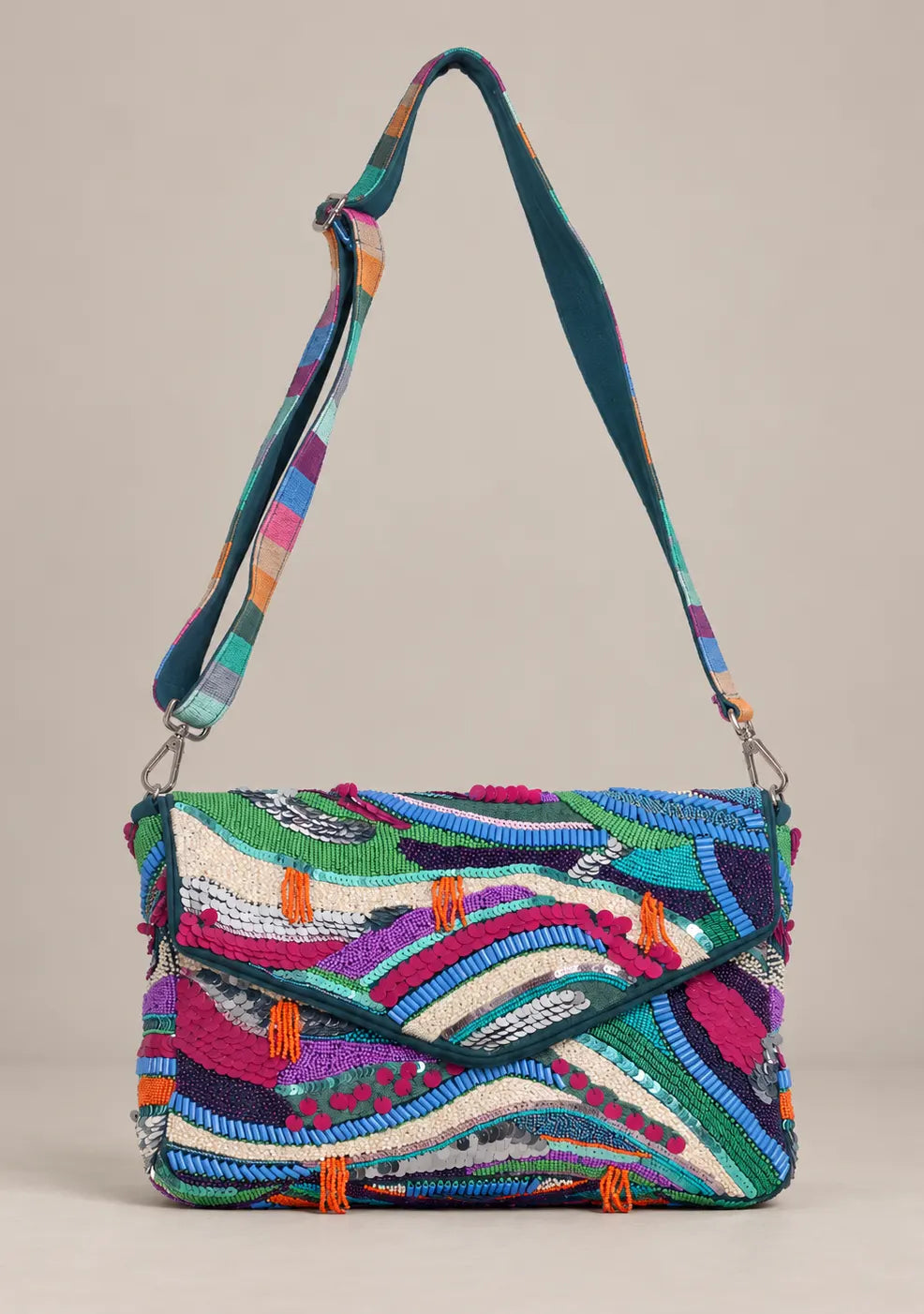 Women’s Multicolour Hand-Embroidered Sling Bag