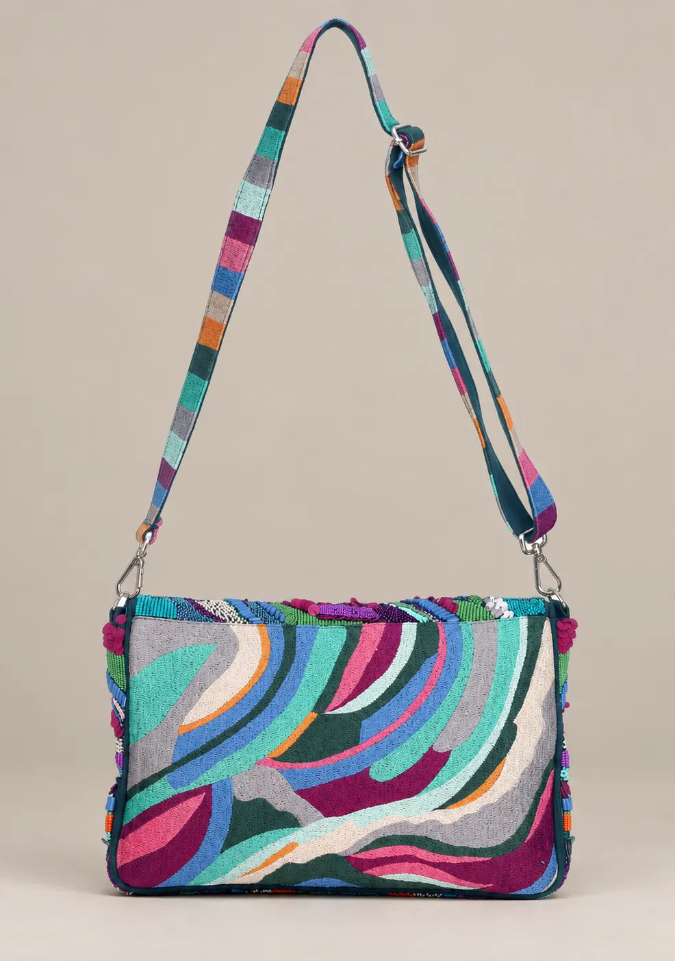 Women’s Multicolour Hand-Embroidered Sling Bag