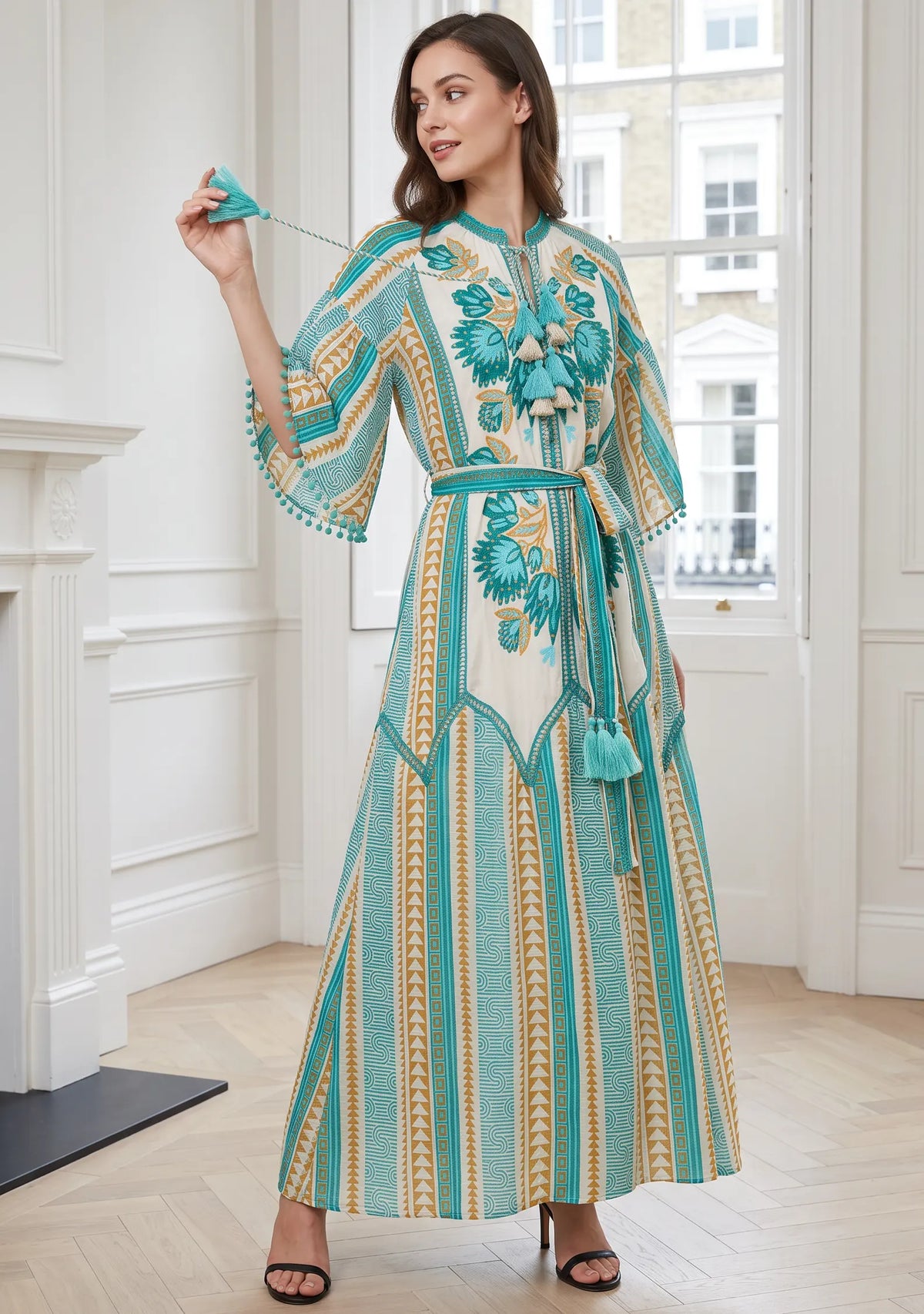 Women’s 100% Cotton Printed Long Dress - Zafira