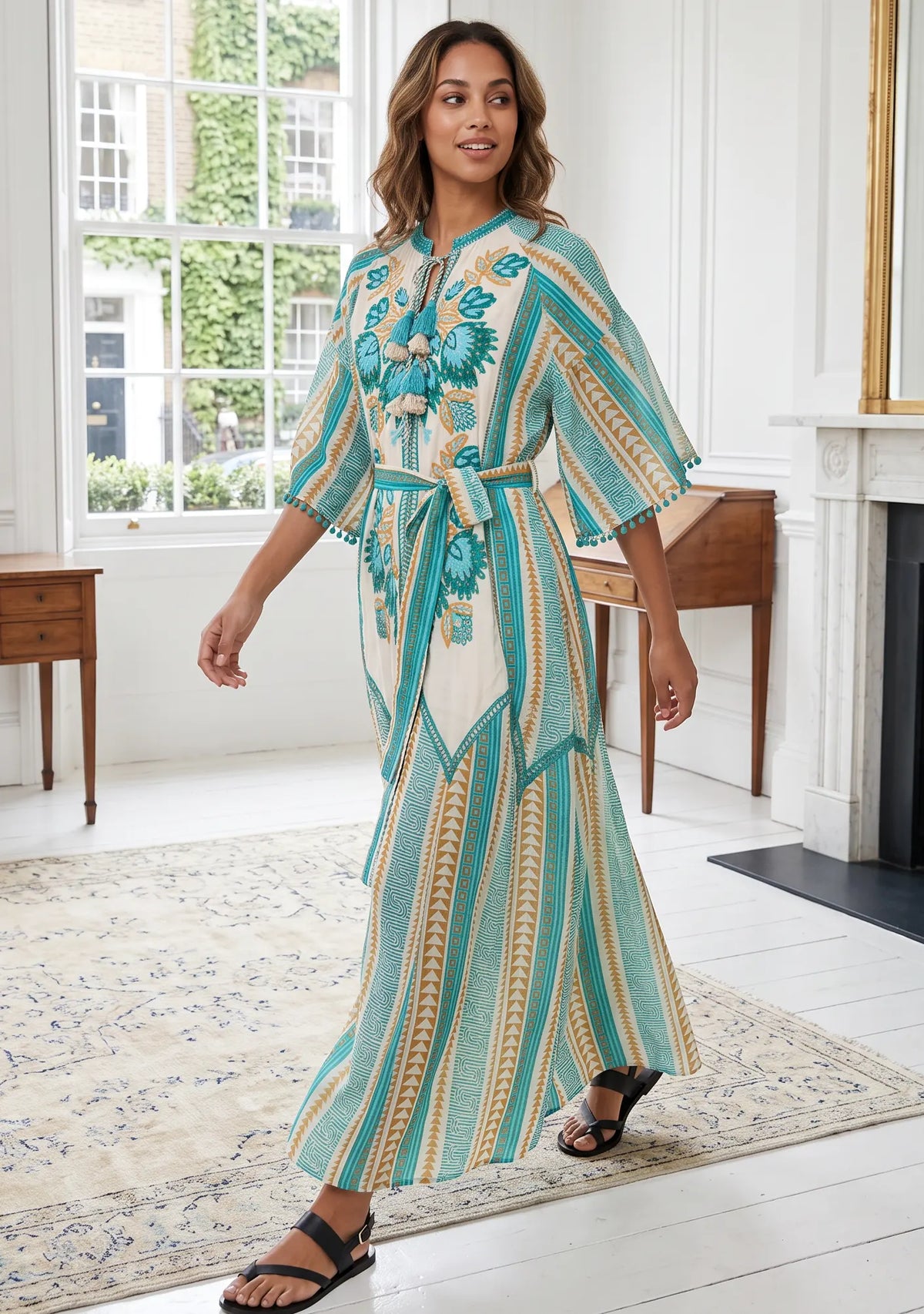 Women’s 100% Cotton Printed Long Dress - Zafira