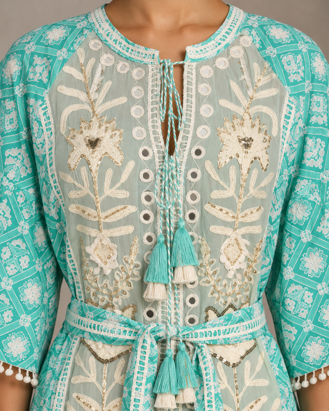 Tina Floral Embroidered Maxi Dress with Bell Sleeves | ibBan