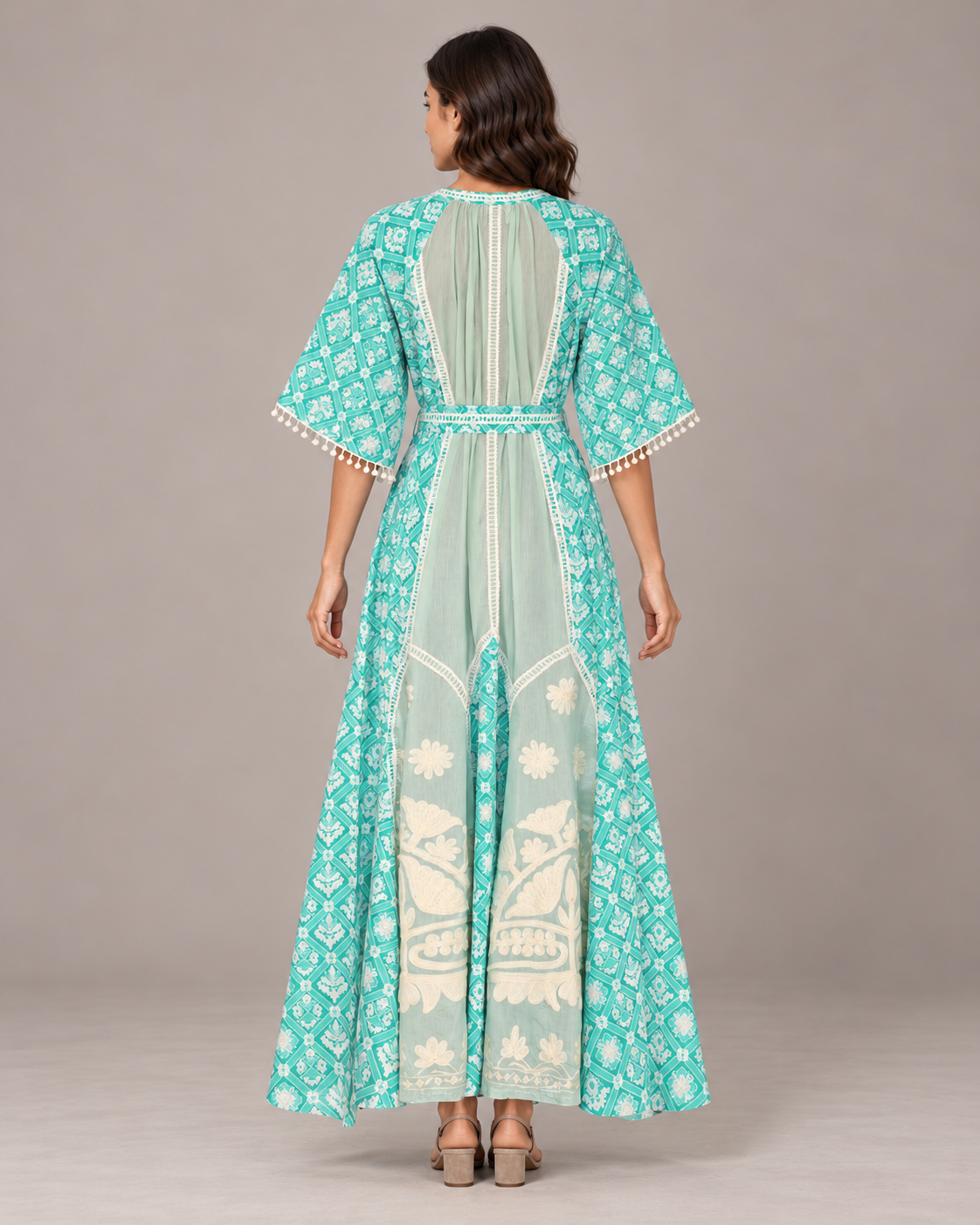 Tina Floral Embroidered Maxi Dress with Bell Sleeves | ibBan