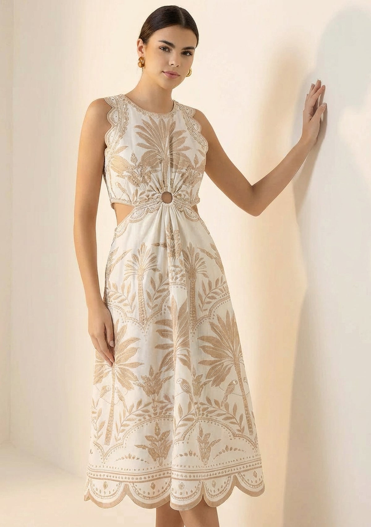 Rifat Black & Ivory Cut-Out Midi Dress | ibBan