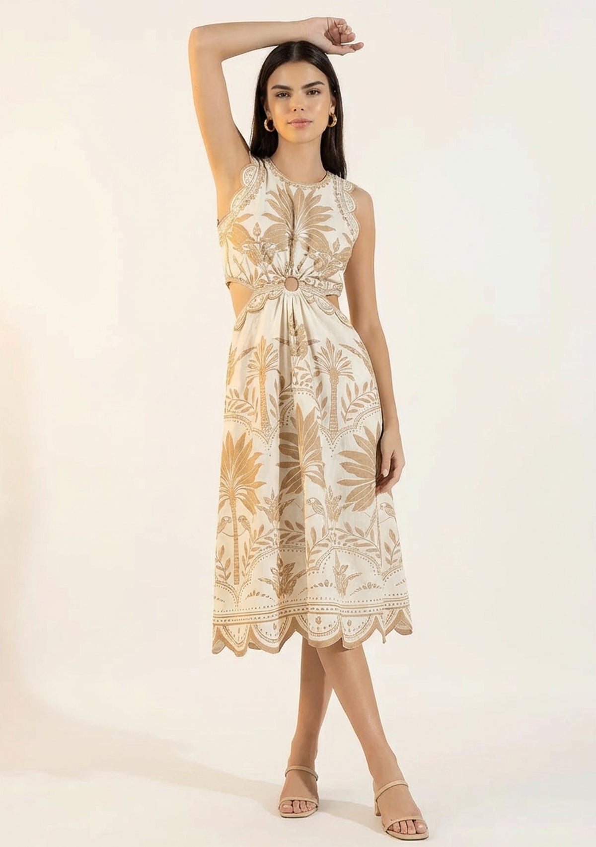 Rifat Black & Ivory Cut-Out Midi Dress | ibBan