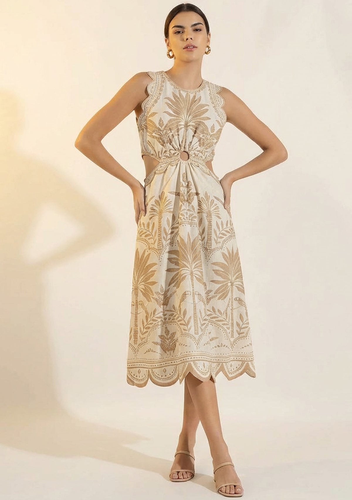 Rifat Black & Ivory Cut-Out Midi Dress | ibBan