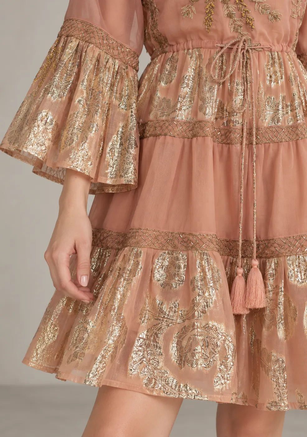 ibBan Women’s Cotton Lurex Embroidered Short Tunic - Soha