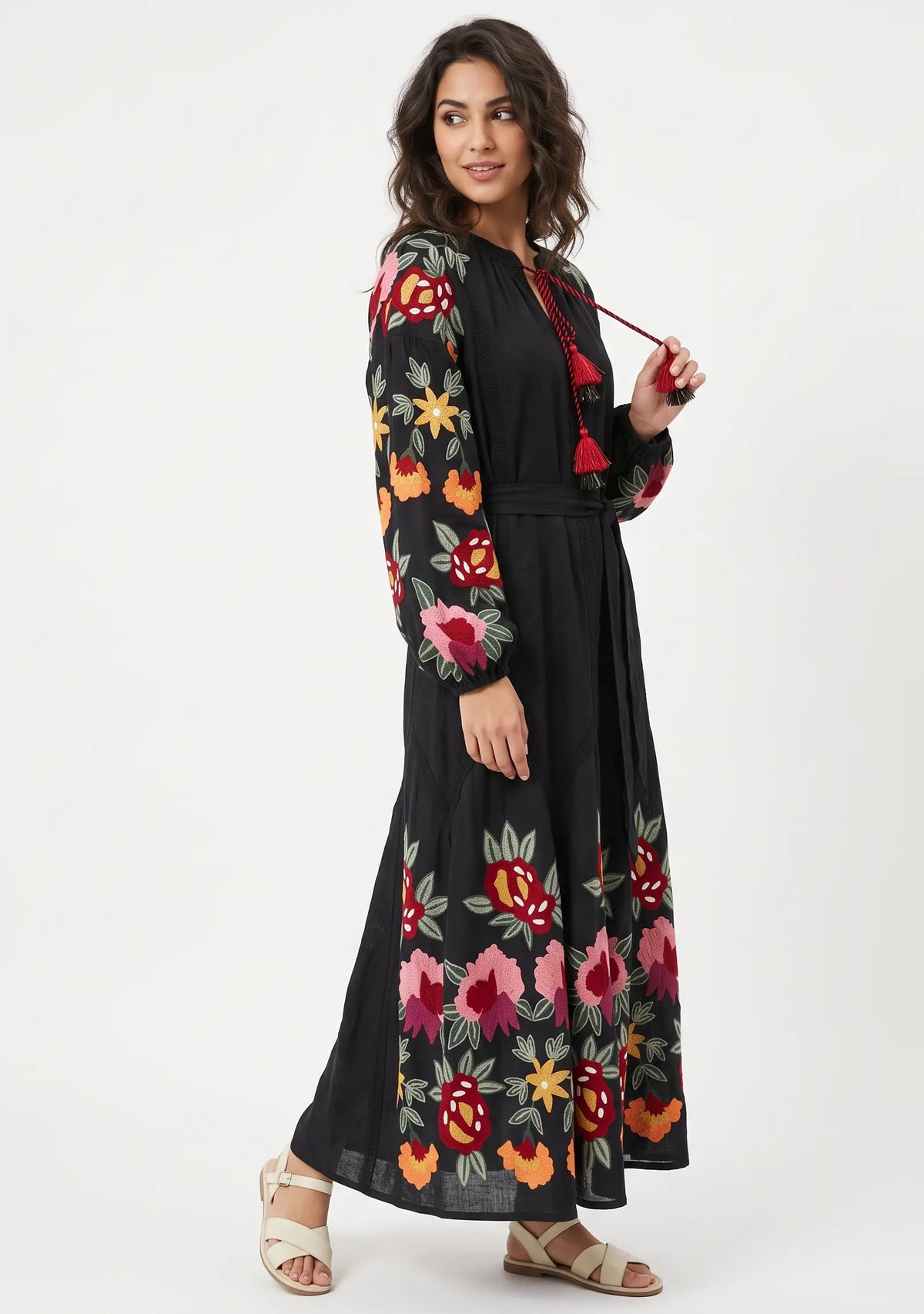Women’s Cotton Hand-Embroidered Long Dress- Gypsy