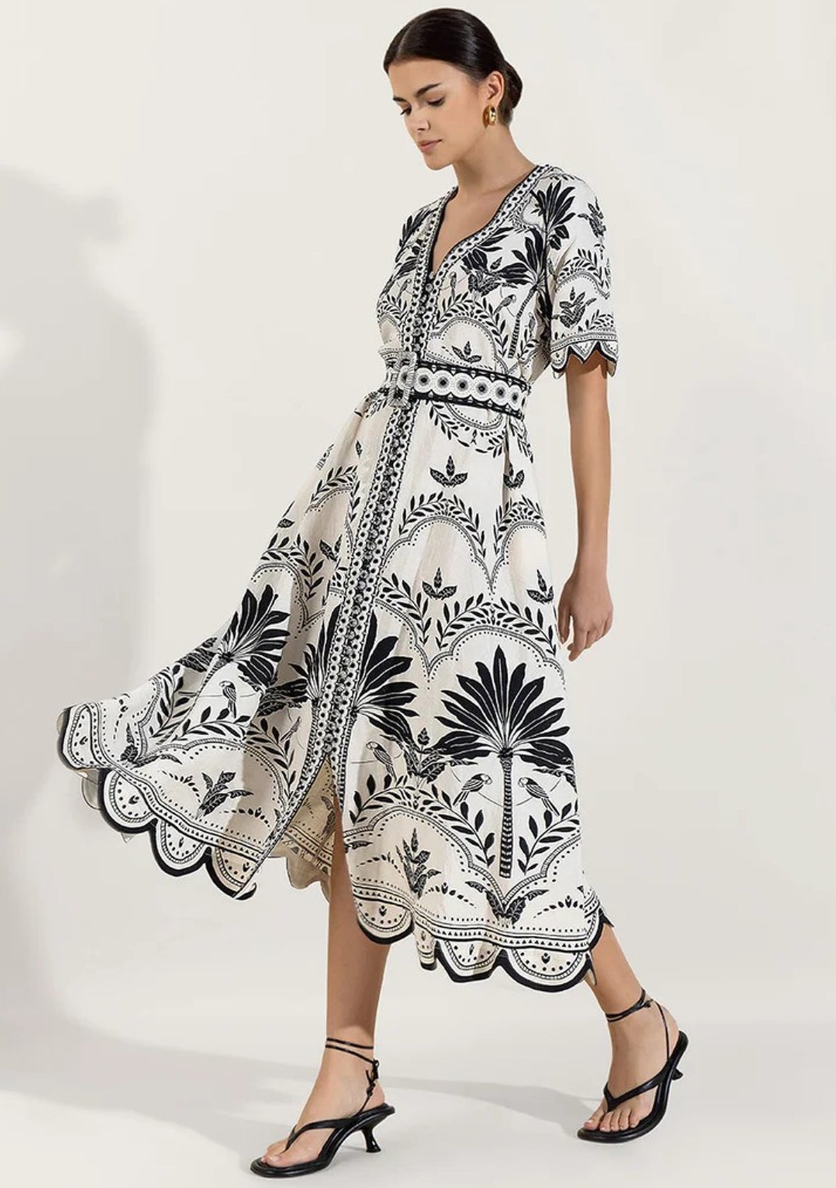 Rifat Long Tunic – Blue Botanical Belted Dress | ibBan