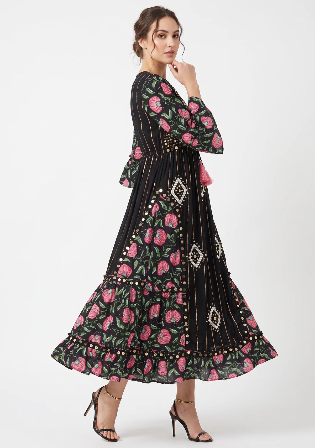 Women’s Cotton Hand-Embroidered Long Dress -Jumani
