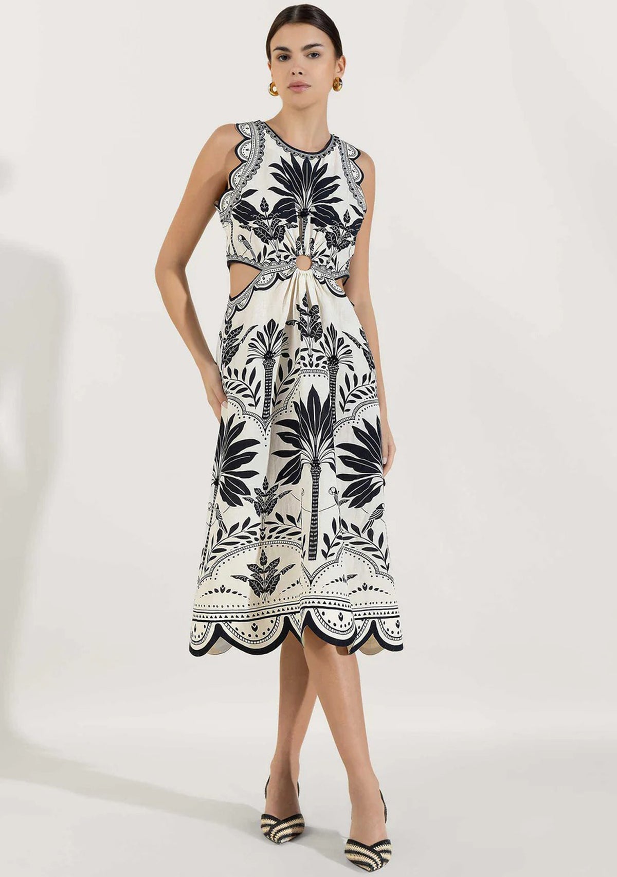 Rifat Black & Ivory Cut-Out Midi Dress | ibBan