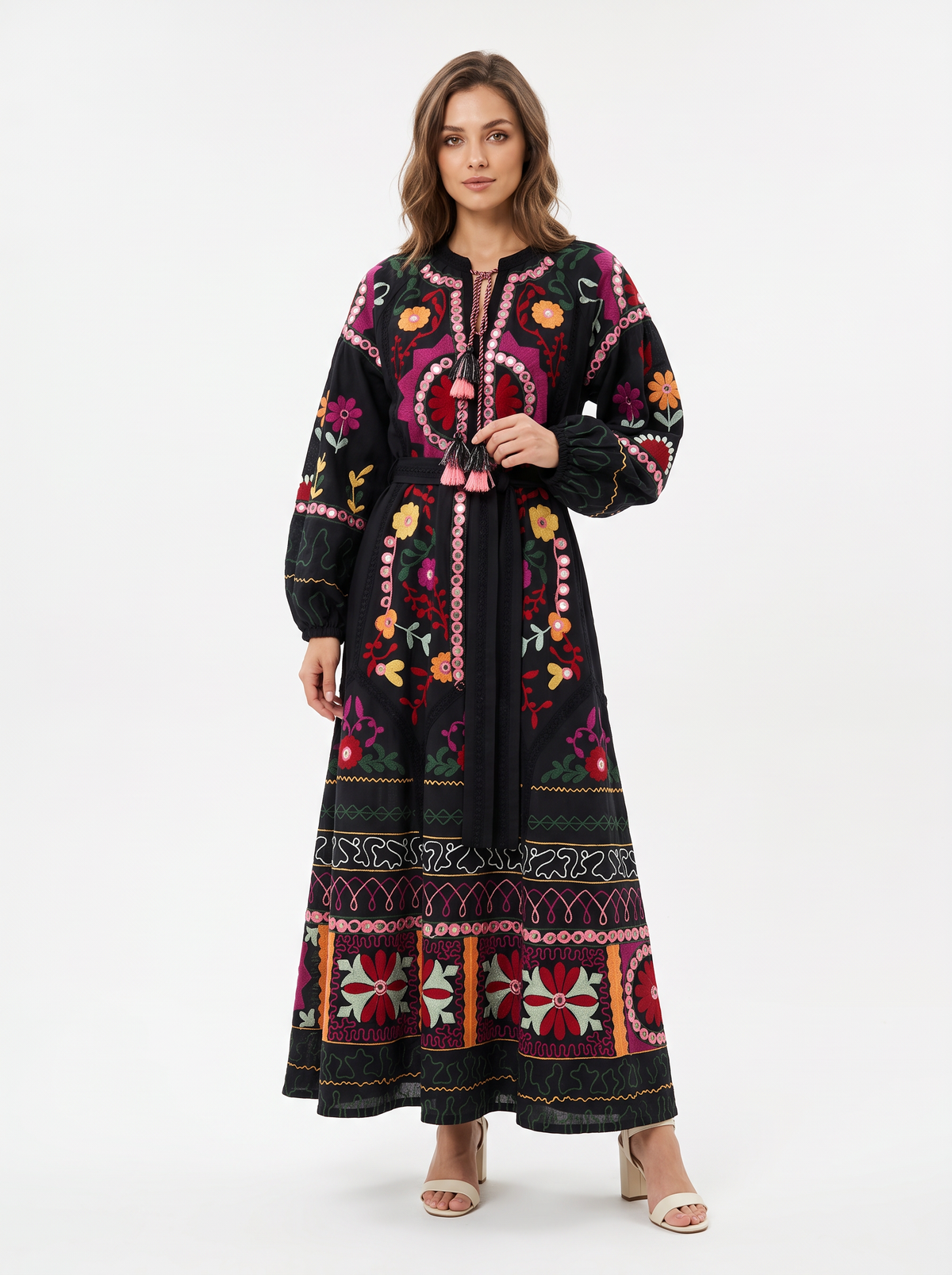 Women’s Cotton Hand-Embroidered Maxi Dress - Hami
