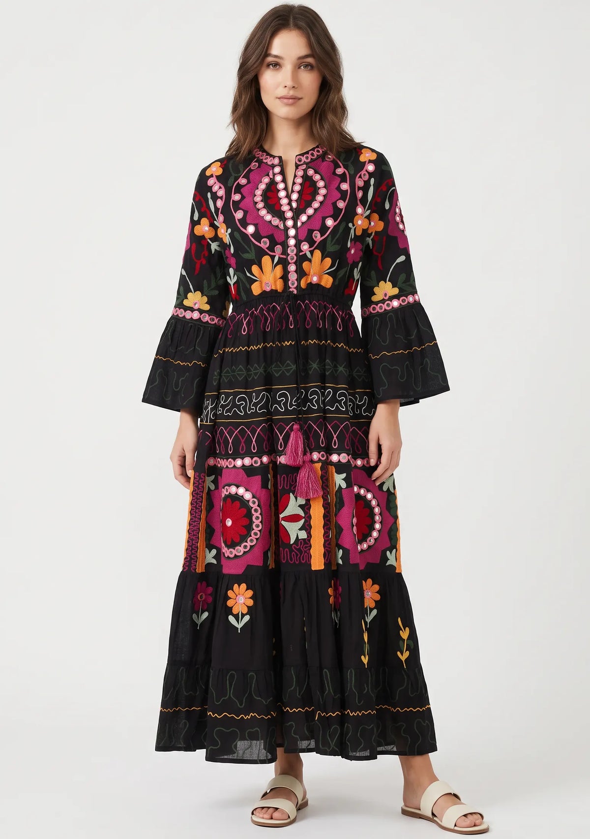 Women’s Cotton Hand-Embroidered Long Tunic - Hami