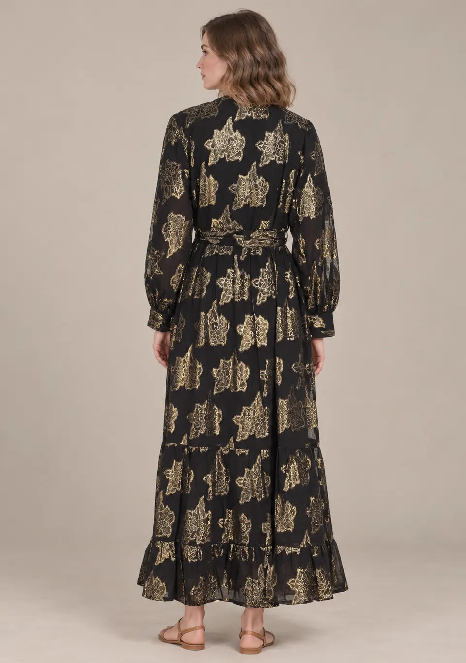 Women’s Hand-Embroidered Cotton Lurex Long Dress - Varsha