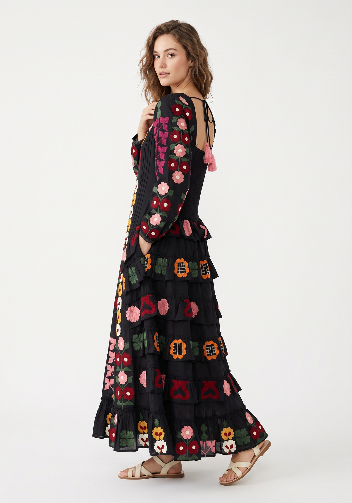 Women’s Cotton Hand-Embroidered Long Dress - Zara
