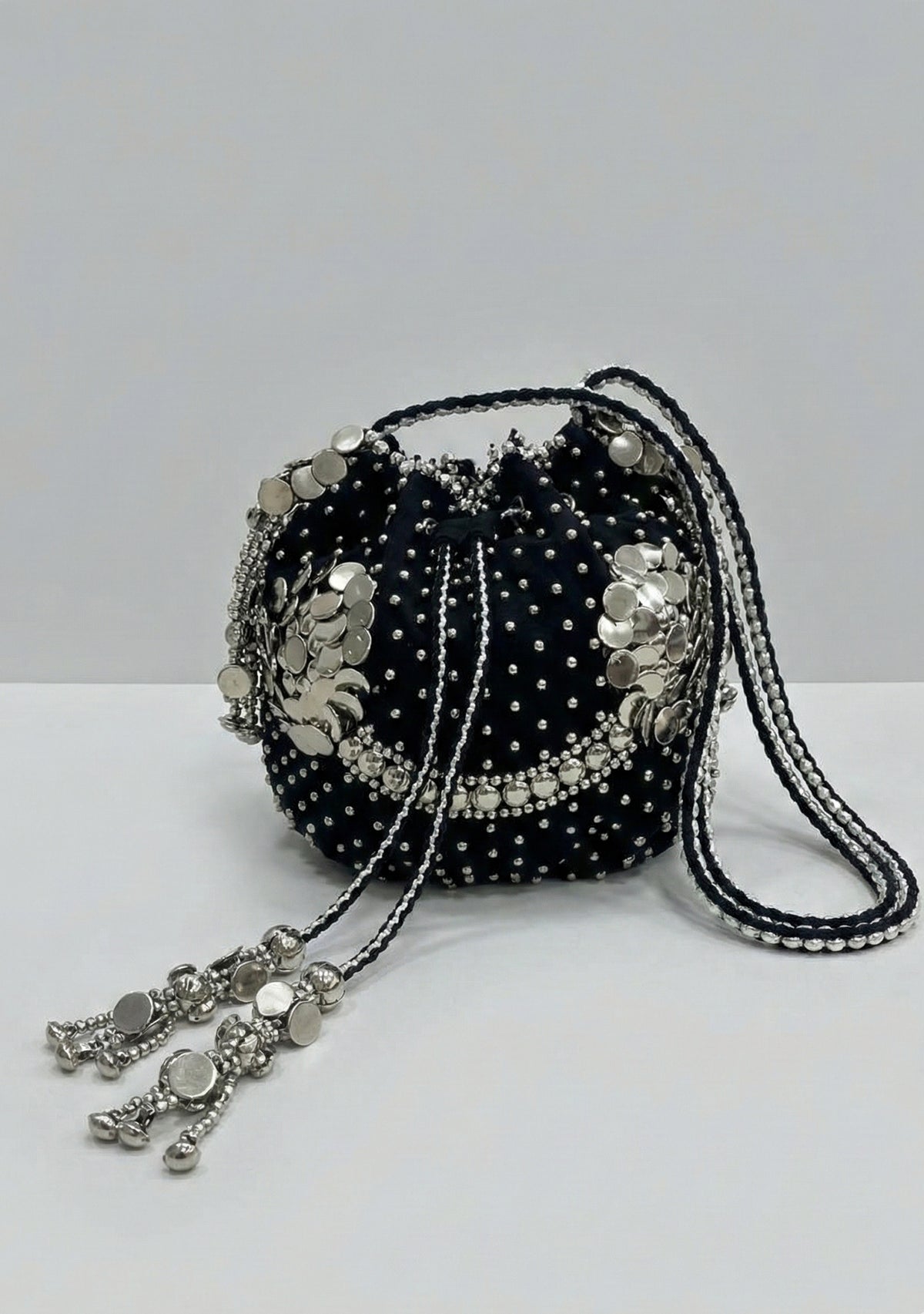 ibBan Hand-Embroidered Potli Black Bag with Beadwork - Layra