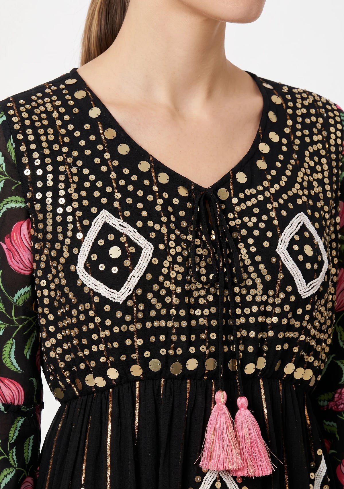 Women’s Cotton Hand-Embroidered Long Dress -Jumani