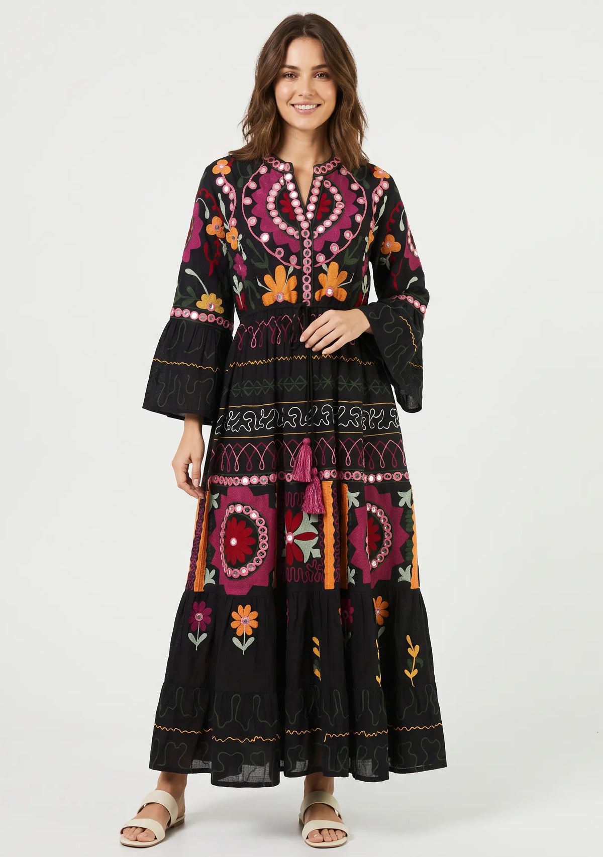 Women’s Cotton Hand-Embroidered Long Tunic - Hami