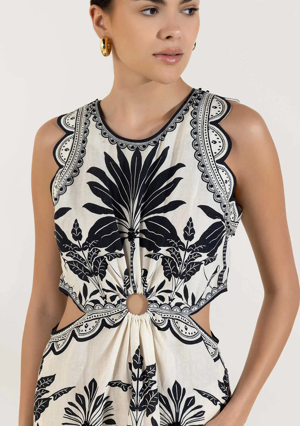 Rifat Black & Ivory Cut-Out Midi Dress | ibBan