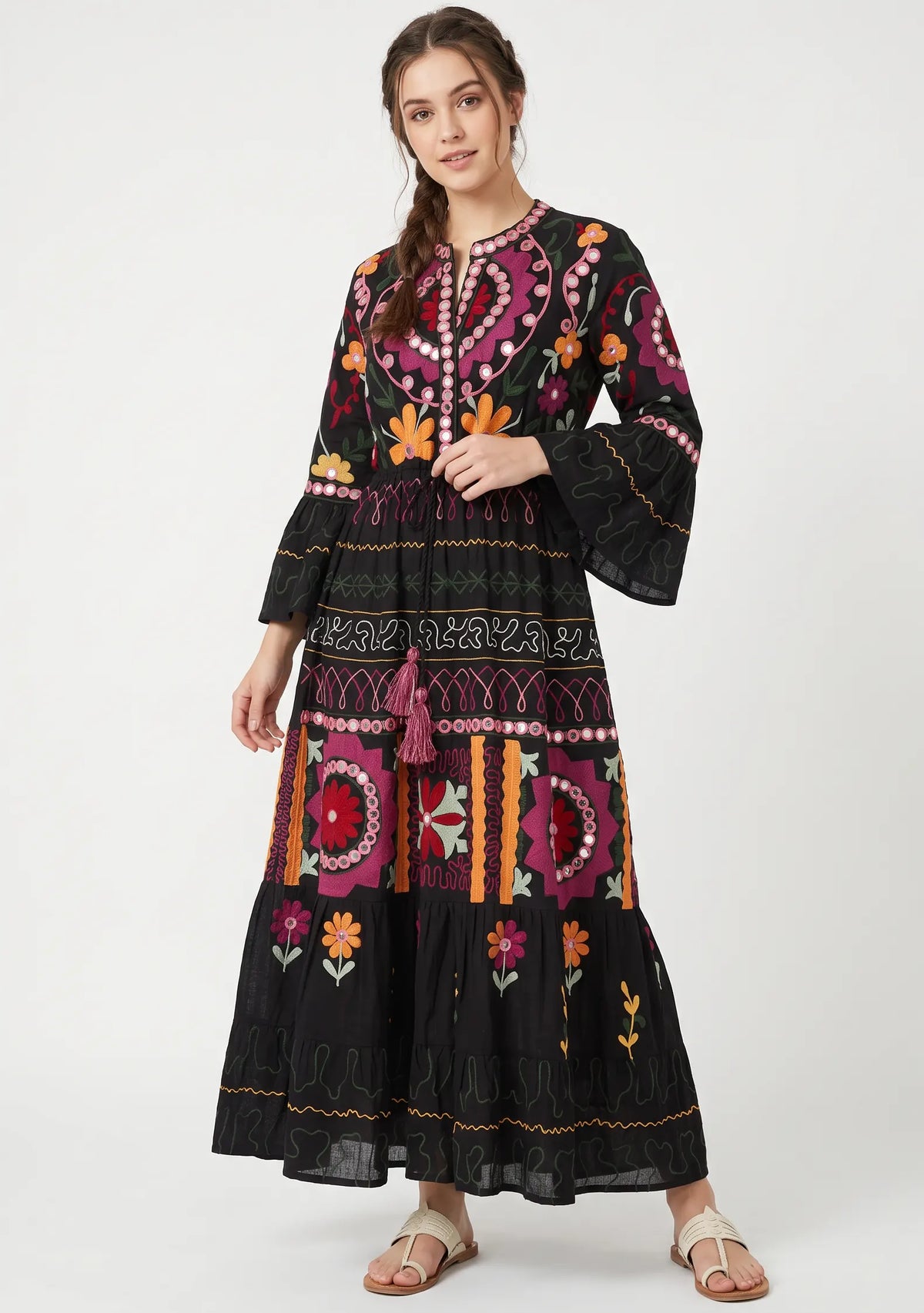 Women’s Cotton Hand-Embroidered Long Tunic - Hami