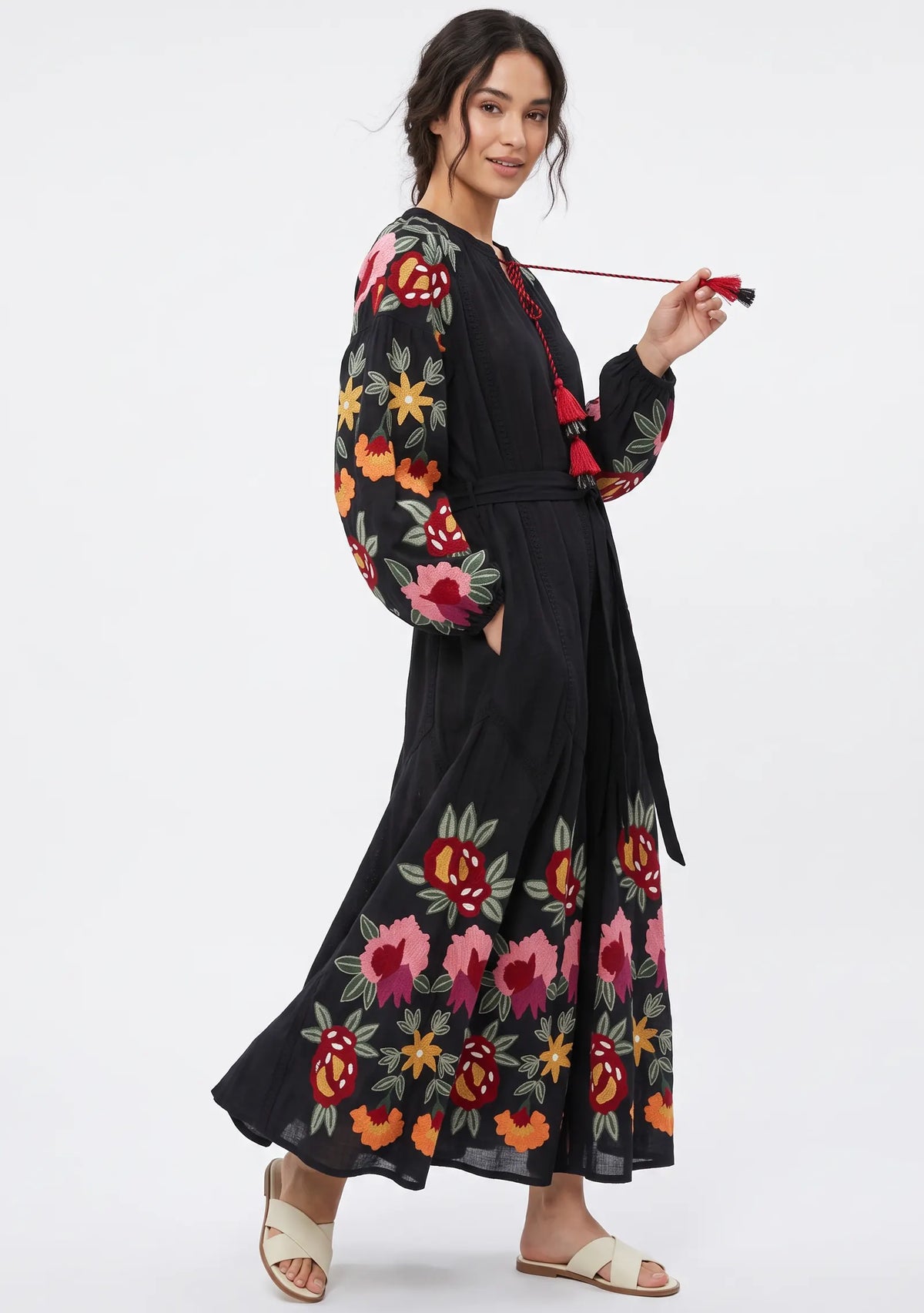 Women’s Cotton Hand-Embroidered Long Dress- Gypsy