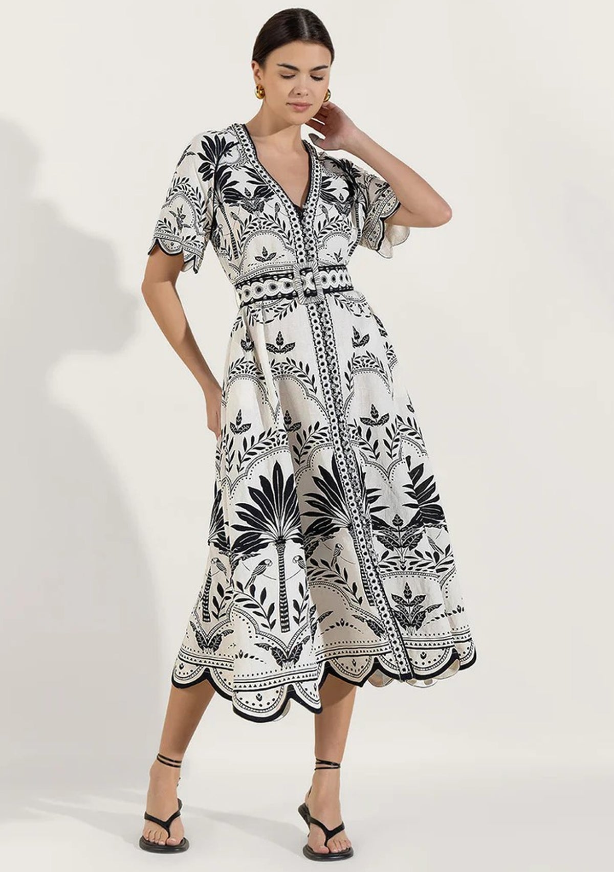 Rifat Long Tunic – Blue Botanical Belted Dress | ibBan