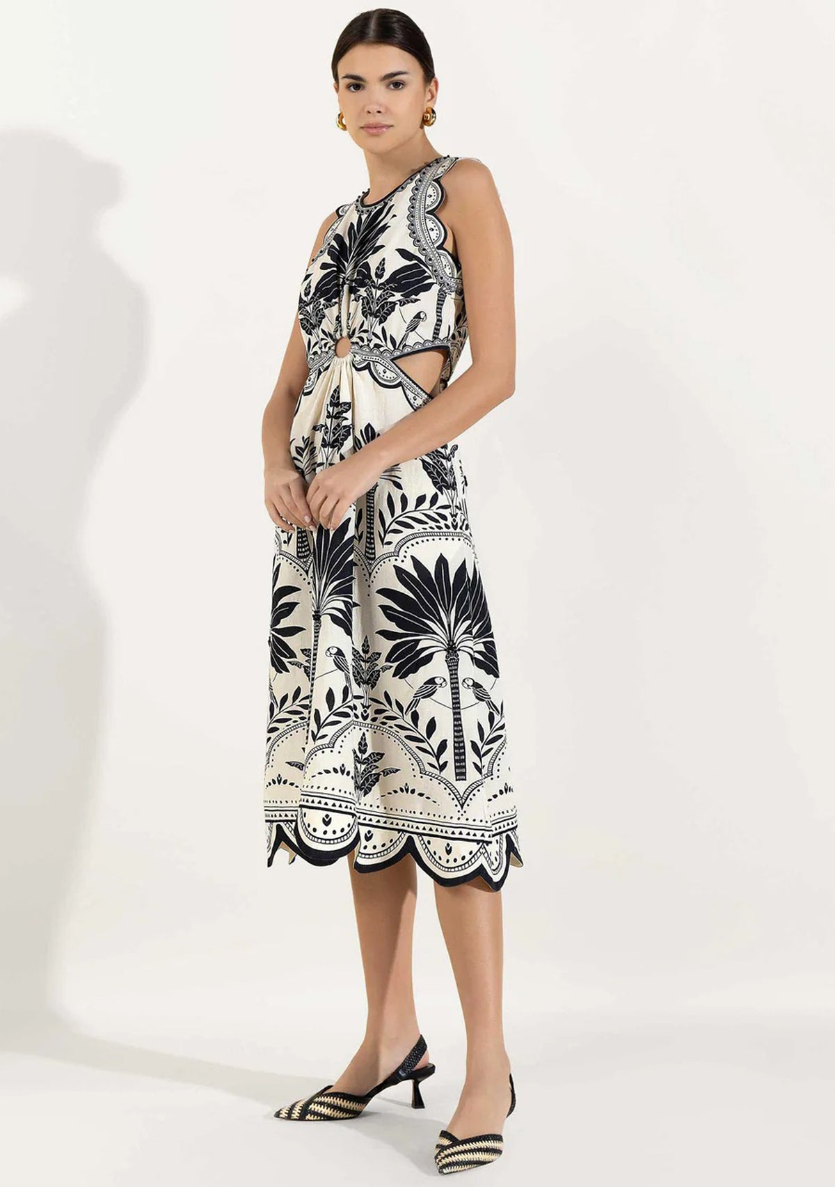 Rifat Black & Ivory Cut-Out Midi Dress | ibBan