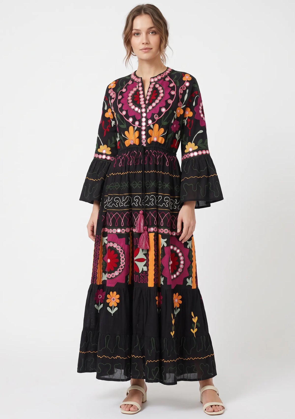 Women’s Cotton Hand-Embroidered Long Tunic - Hami