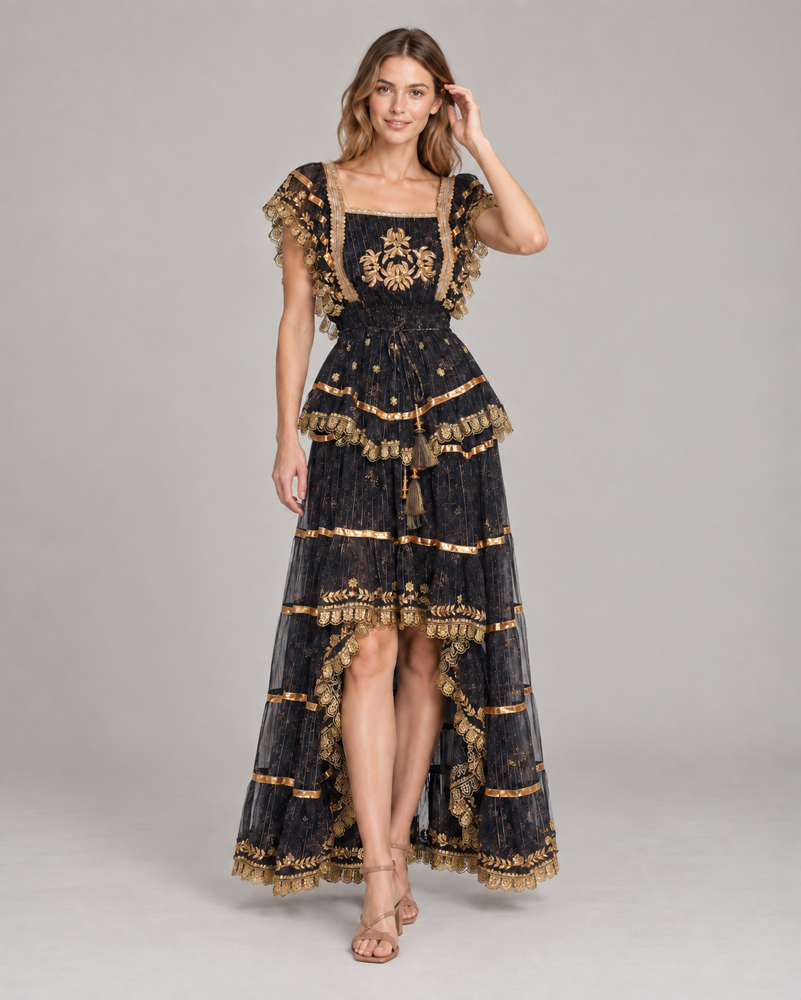 Women’s Cotton Lurex Long Maxi Dress - Anaab