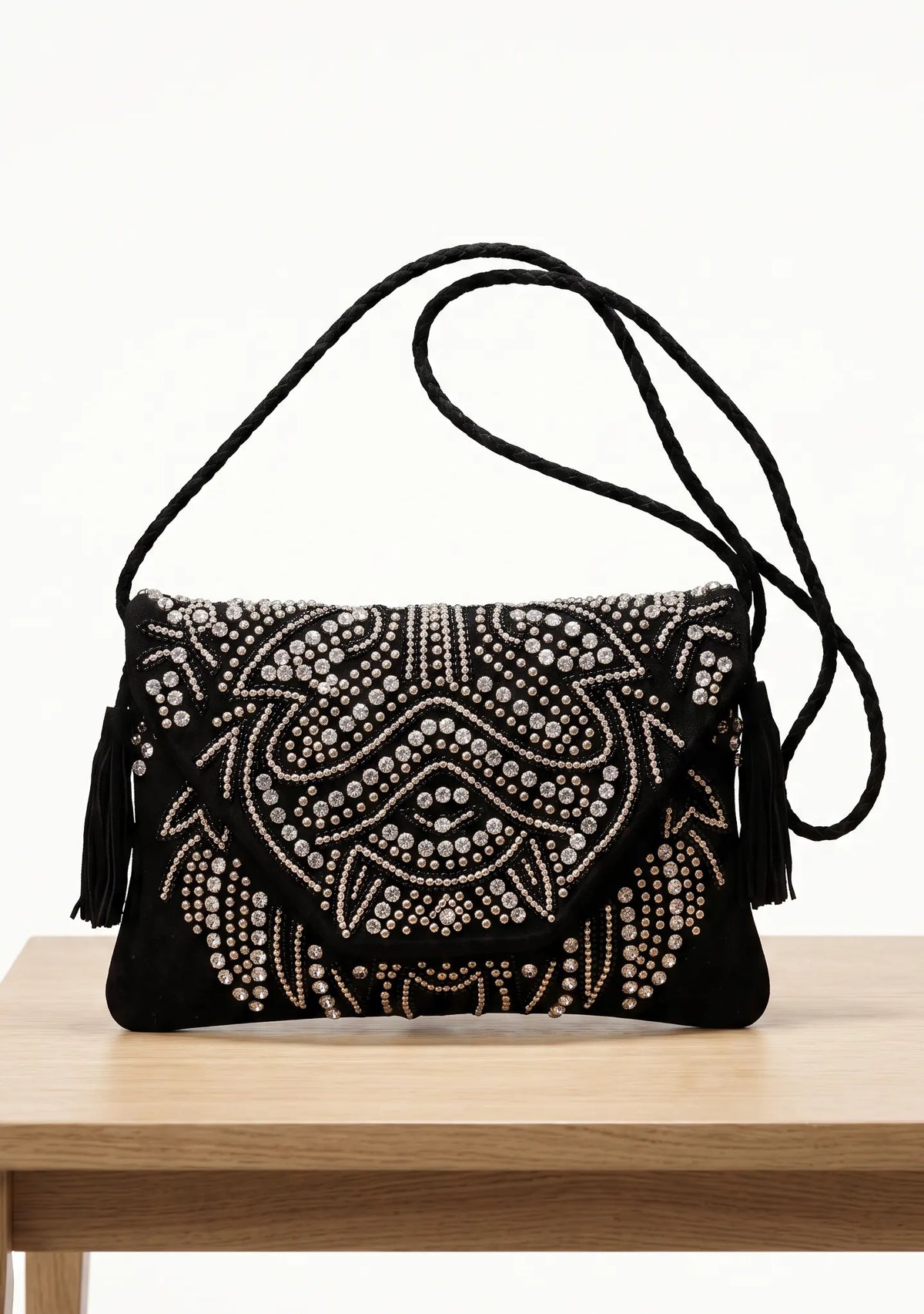 ibBan Hand-Embroidered Burgundy wallet with Beadwork - Masum