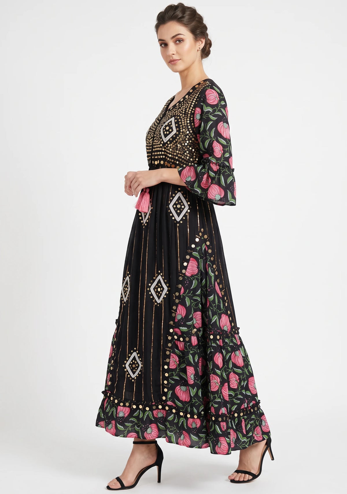 Women’s Cotton Hand-Embroidered Long Dress -Jumani