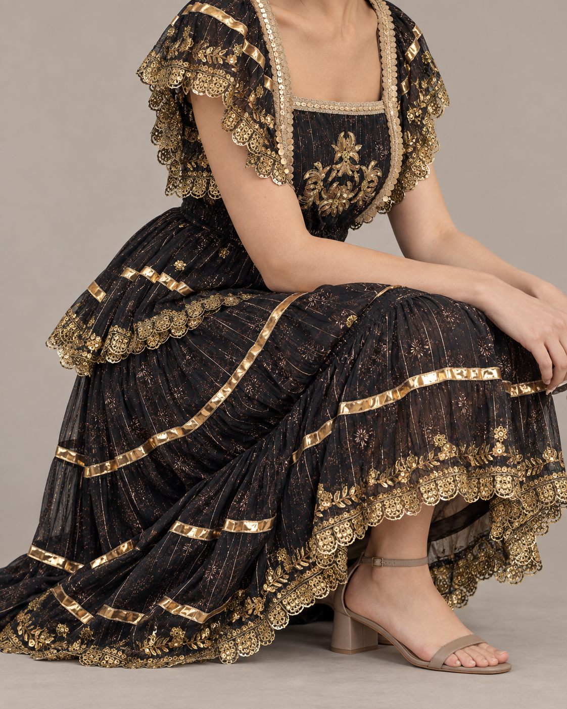 Women’s Cotton Lurex Long Maxi Dress - Anaab