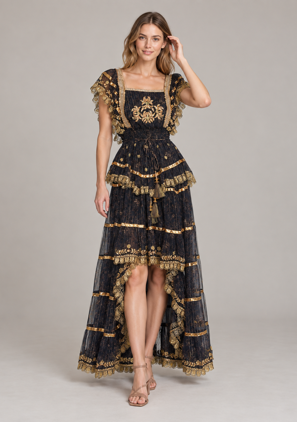 Women’s Cotton Lurex Long Maxi Dress - Anaab