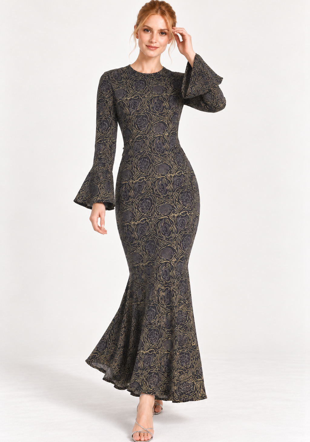 Printed Cotton Long Dress -Floby