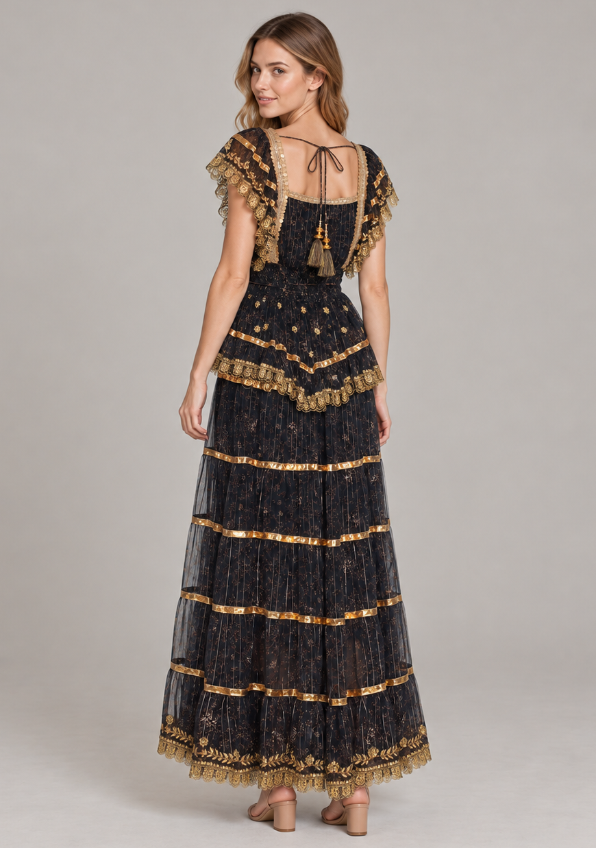 Women’s Cotton Lurex Long Maxi Dress - Anaab