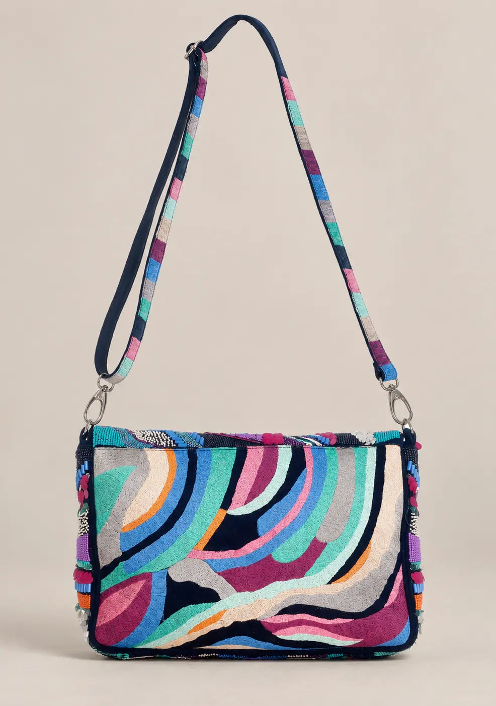 Women’s Multicolour Hand-Embroidered Sling Bag
