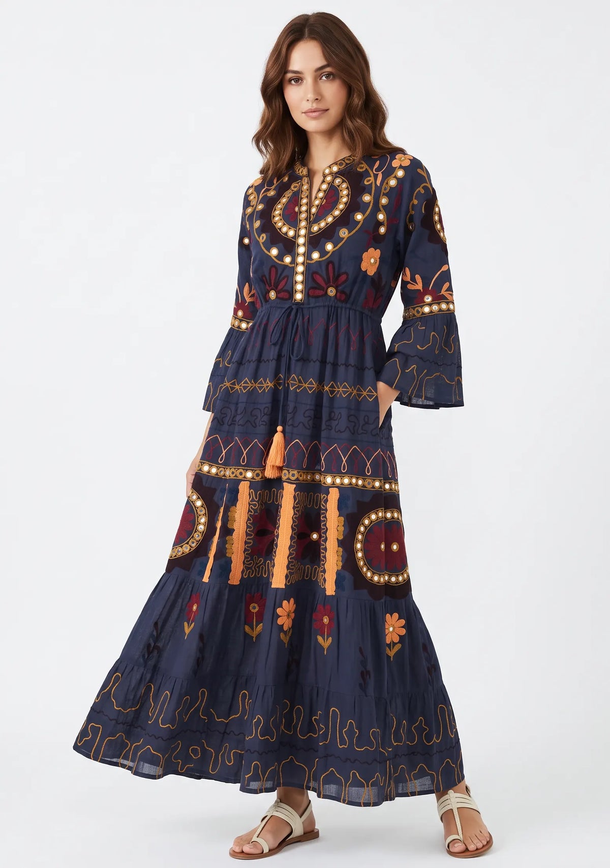 Women’s Cotton Hand-Embroidered Long Tunic - Hami