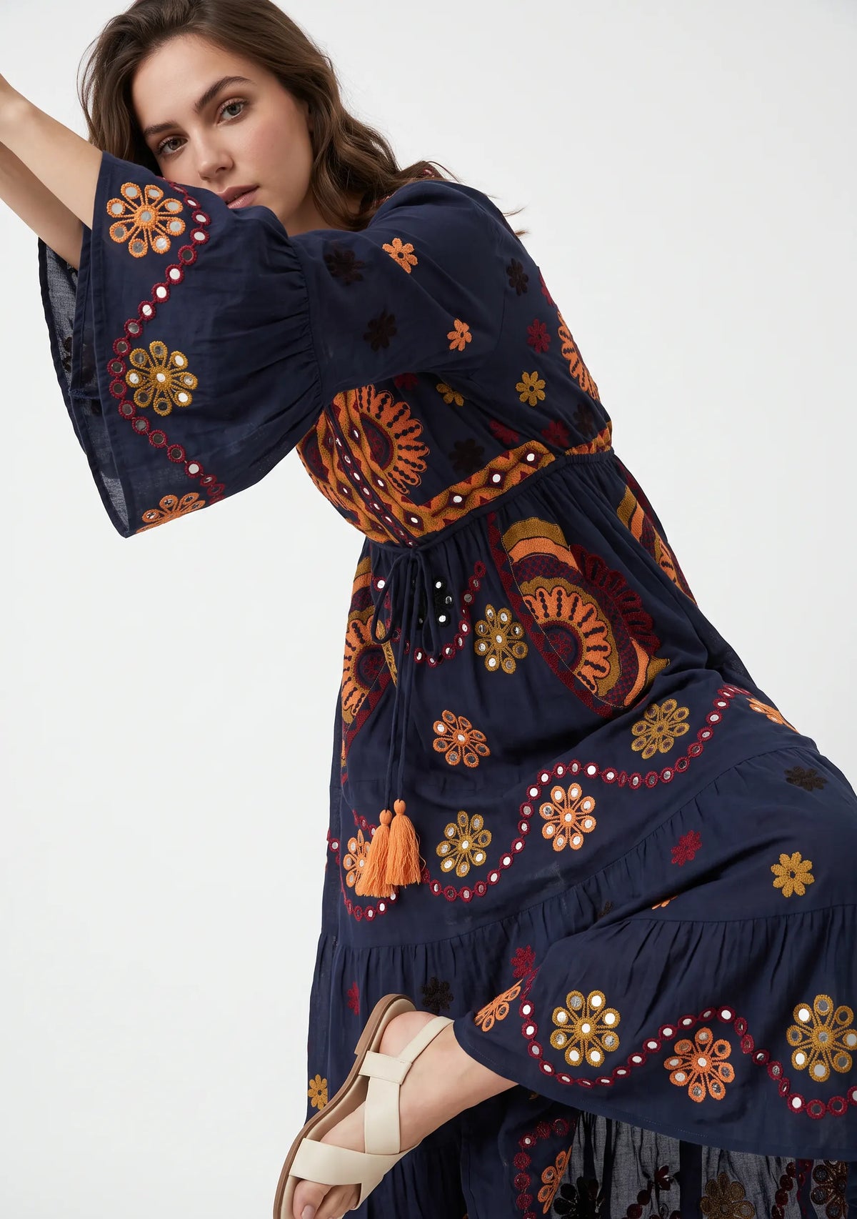 Women’s Cotton Hand-Embroidered Long Tunic - Sara
