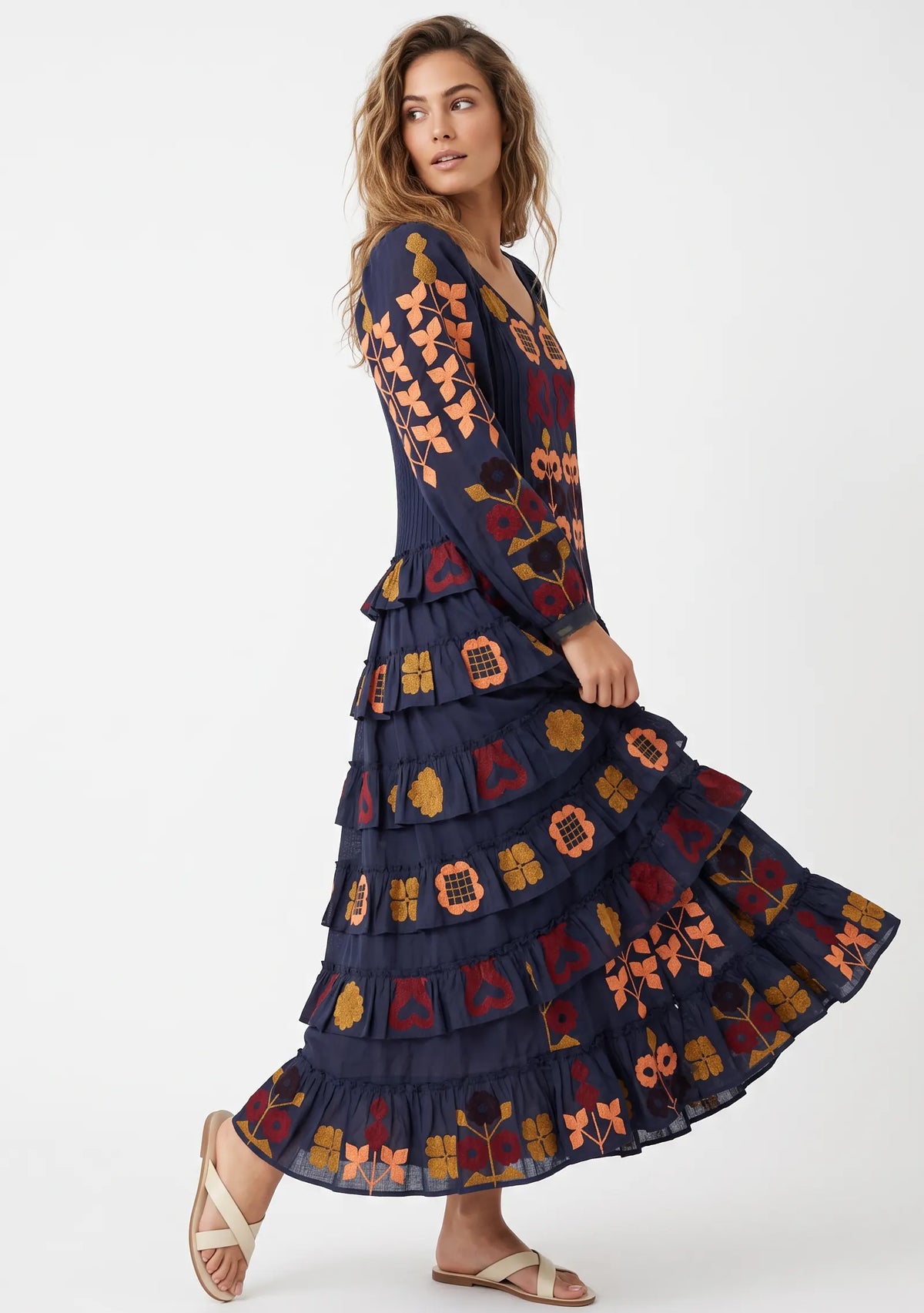 Women’s Cotton Hand-Embroidered Long Dress - Zara