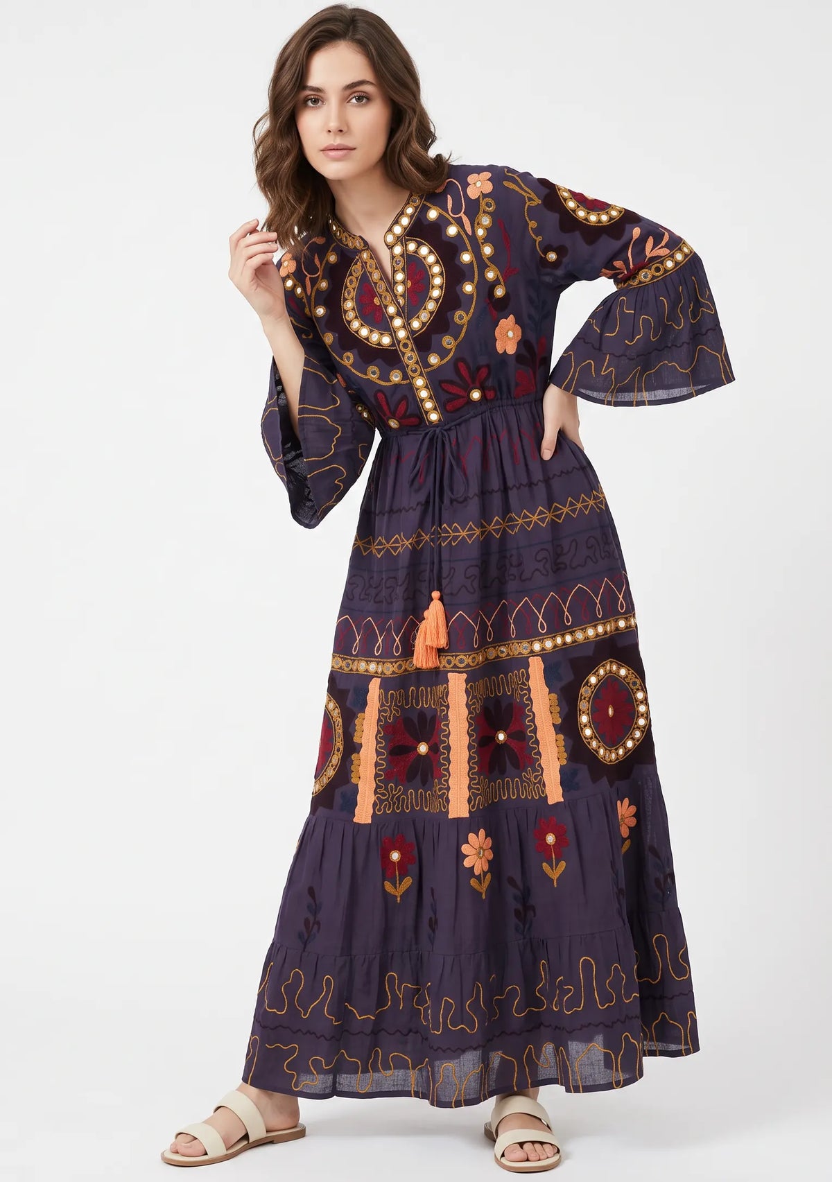 Women’s Cotton Hand-Embroidered Long Tunic - Hami
