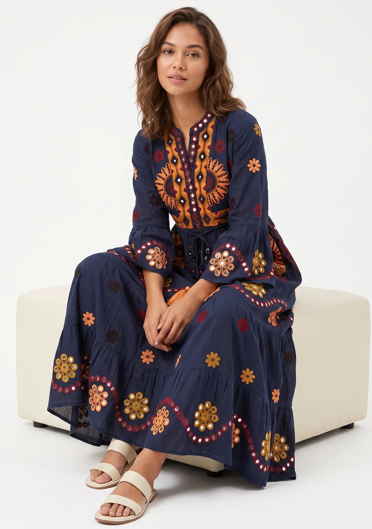 Women’s Cotton Hand-Embroidered Long Tunic - Sara