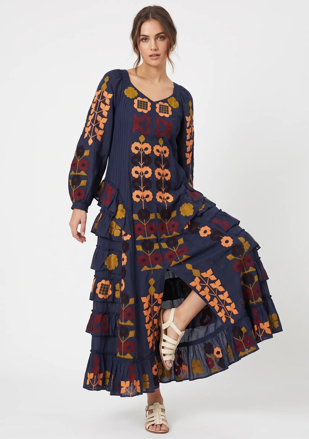 Women’s Cotton Hand-Embroidered Long Dress - Zara