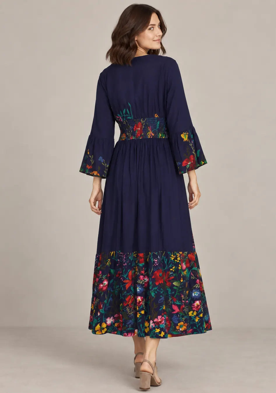 Women’s Cotton Jersey Floral Maxi Dress with Hand Embroidery - Fazli