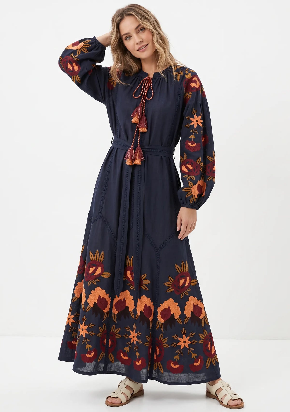 Women’s Cotton Hand-Embroidered Long Dress- Gypsy