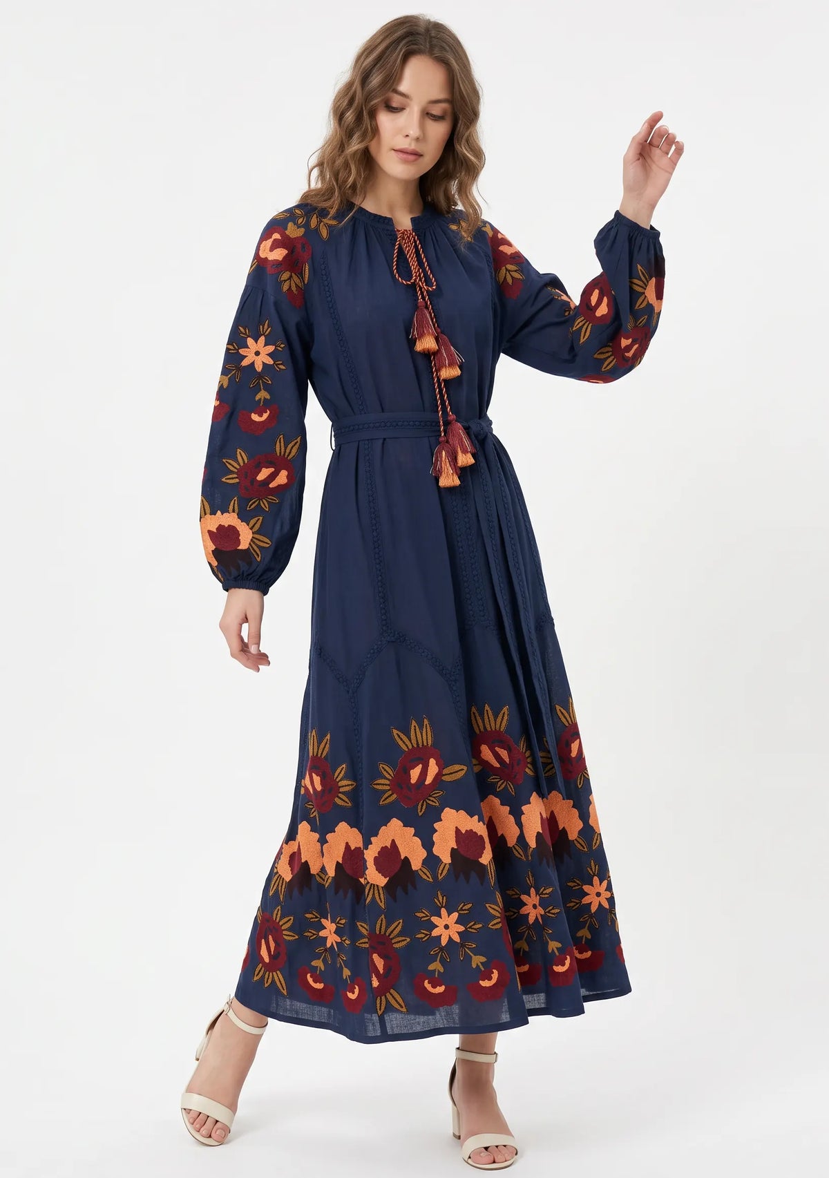 Women’s Cotton Hand-Embroidered Long Dress- Gypsy