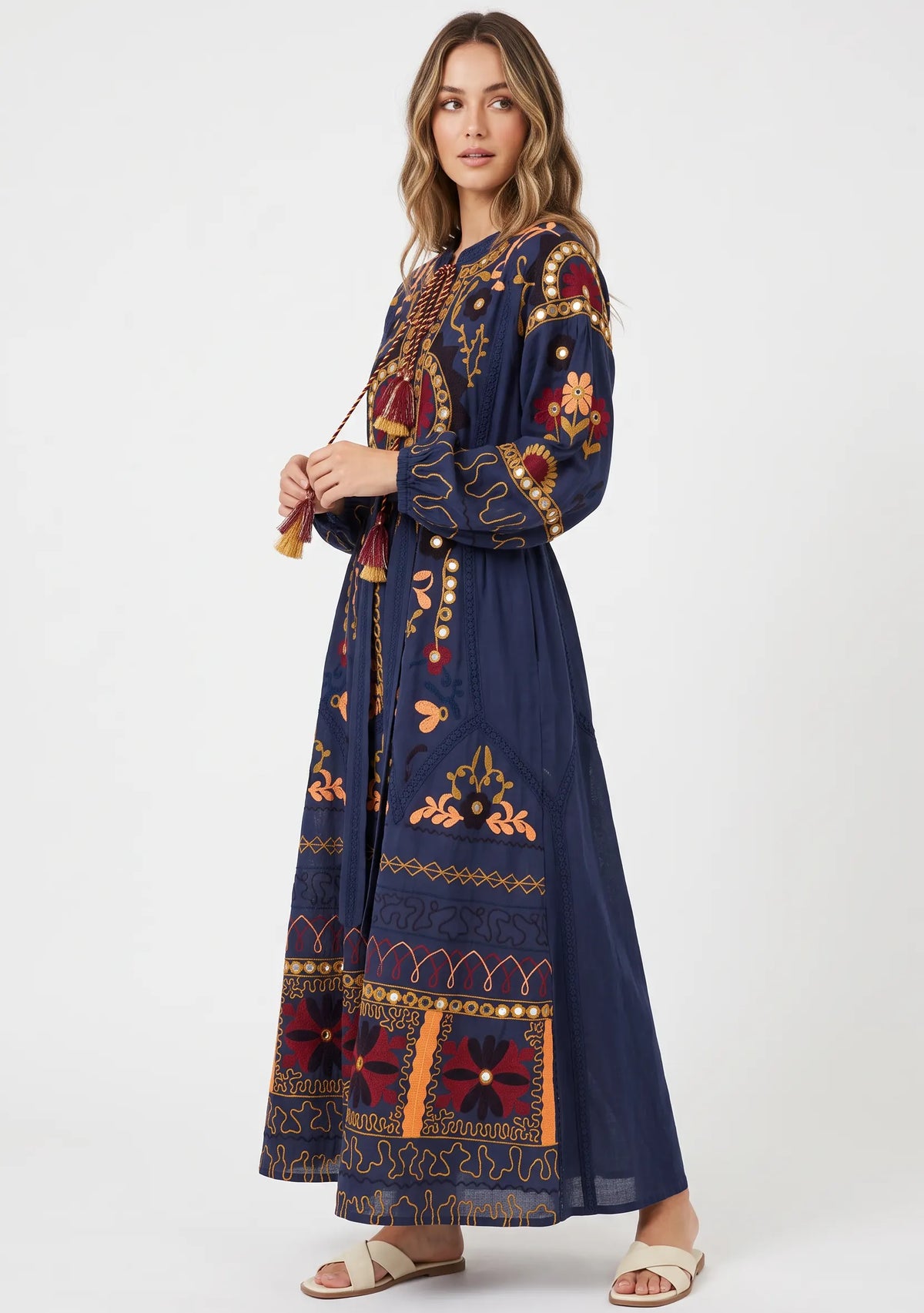 Women’s Cotton Hand-Embroidered Maxi Dress - Hami