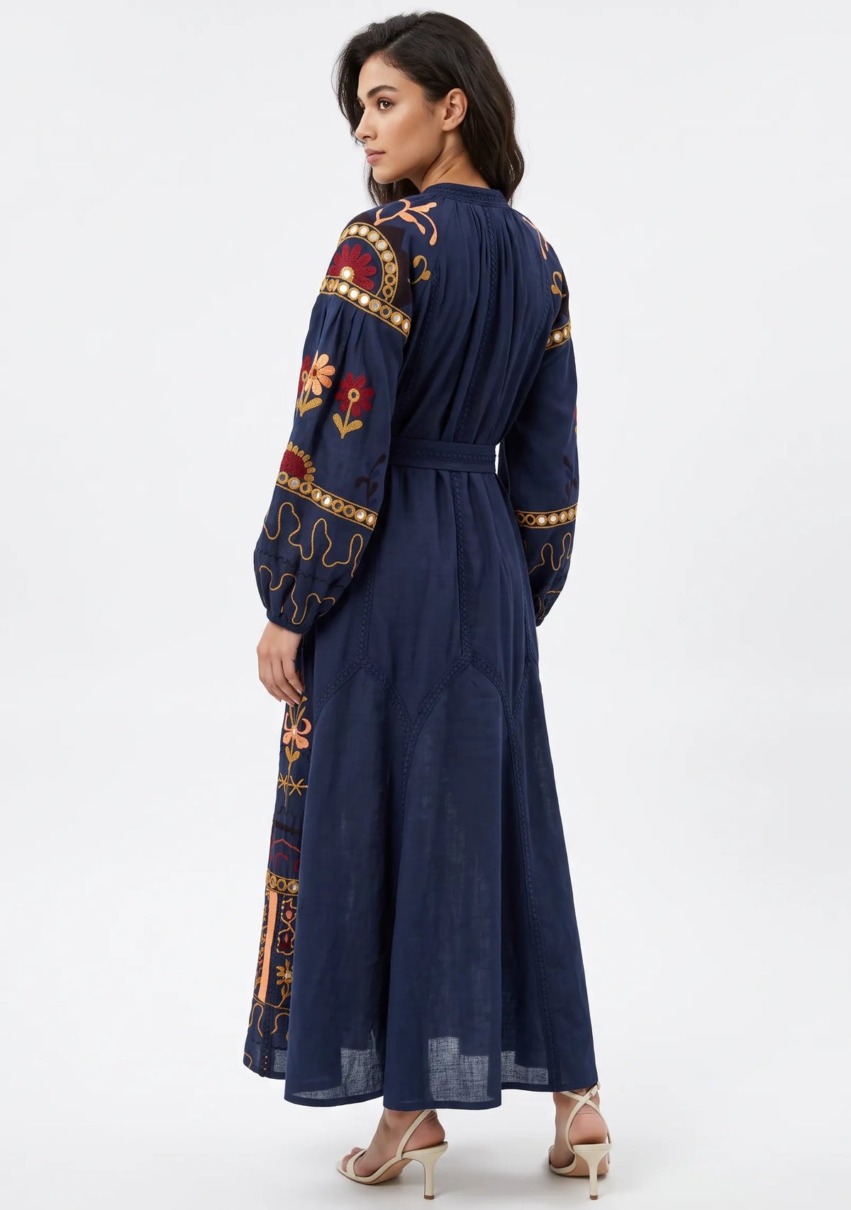 Women’s Cotton Hand-Embroidered Maxi Dress - Hami