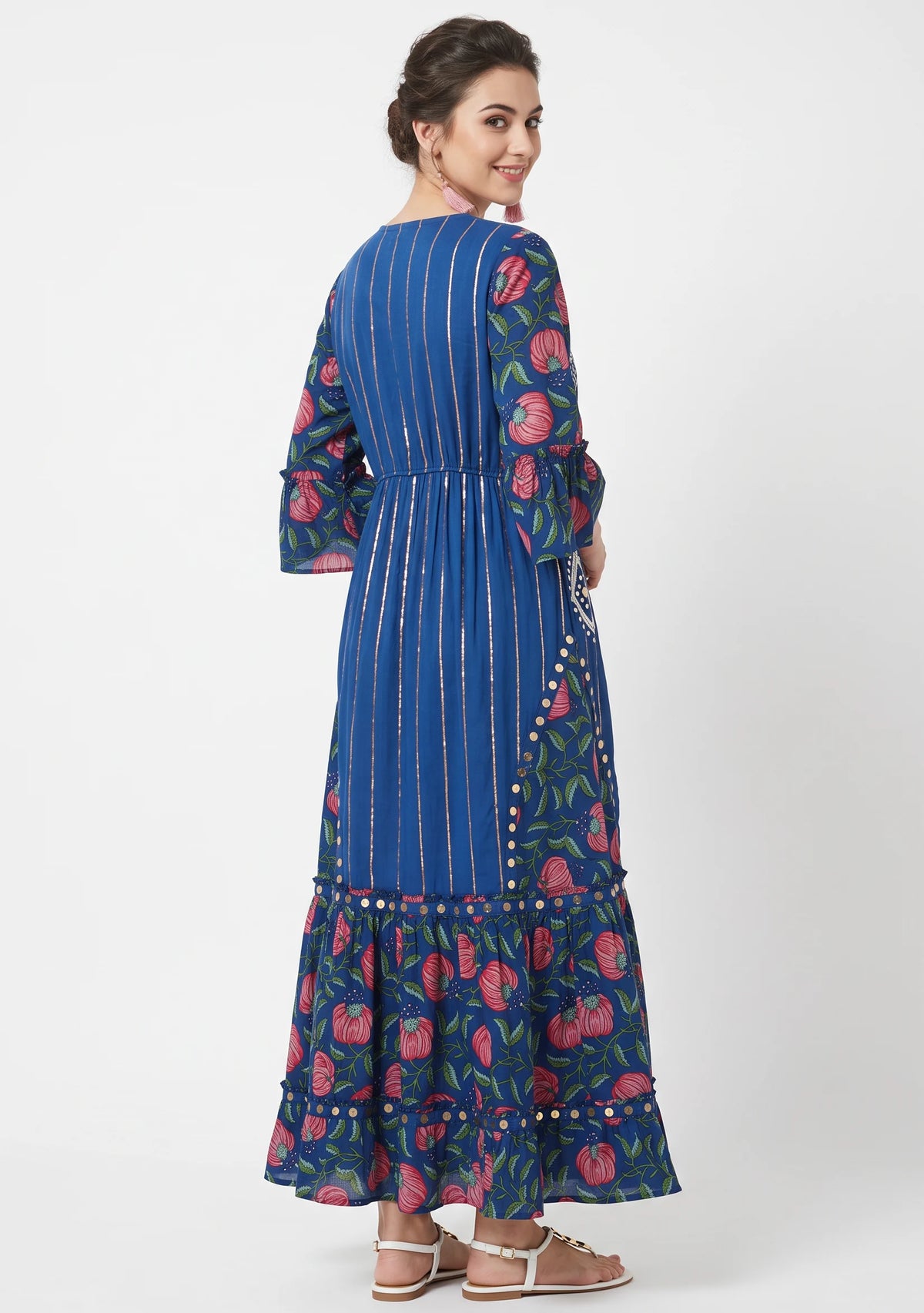 Women’s Cotton Hand-Embroidered Long Dress -Jumani